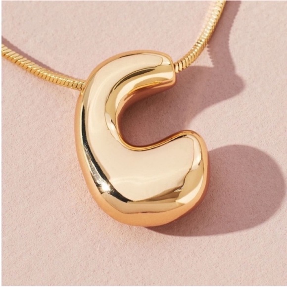 Anthropologie Jewelry - NWOT Anthropologie Gold Bubble Monogram Initial Necklace